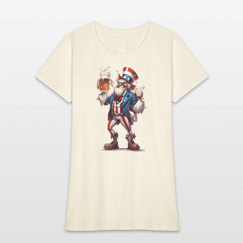 Uncle Sam Drinking Beer 4th of July American Flag