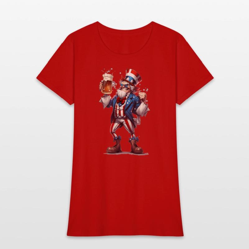 Uncle Sam Drinking Beer 4th of July American Flag