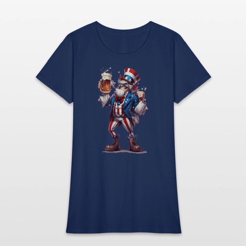 Uncle Sam Drinking Beer 4th of July American Flag
