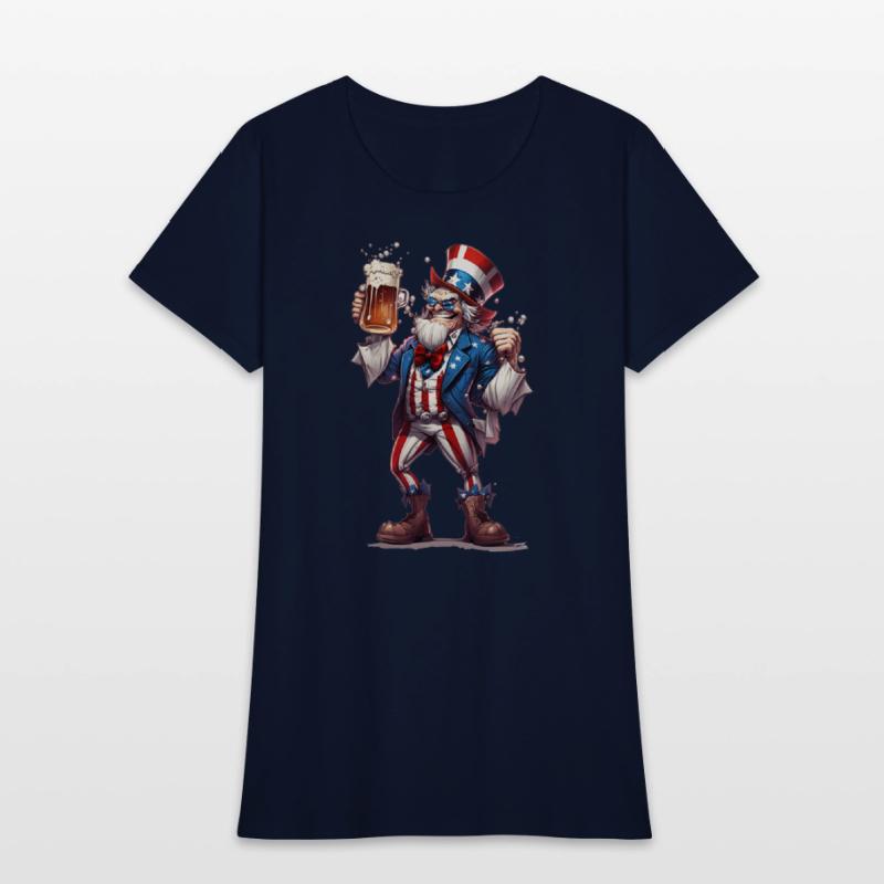 Uncle Sam Drinking Beer 4th of July American Flag