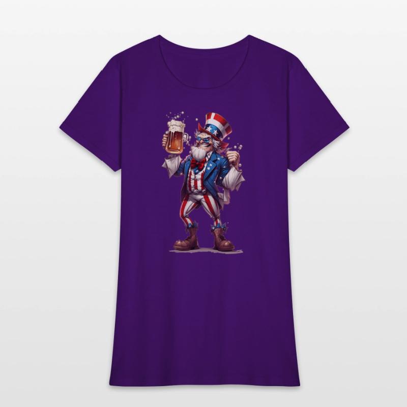 Uncle Sam Drinking Beer 4th of July American Flag