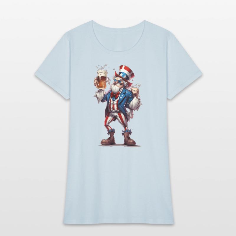 Uncle Sam Drinking Beer 4th of July American Flag