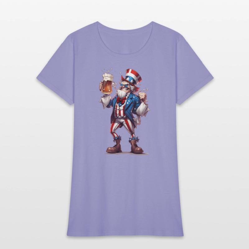 Uncle Sam Drinking Beer 4th of July American Flag