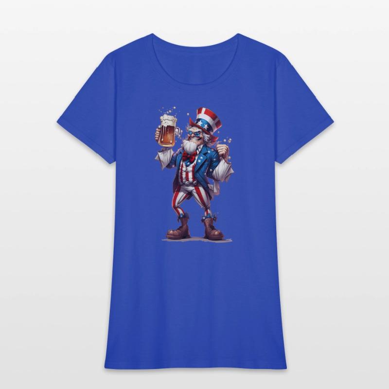 Uncle Sam Drinking Beer 4th of July American Flag