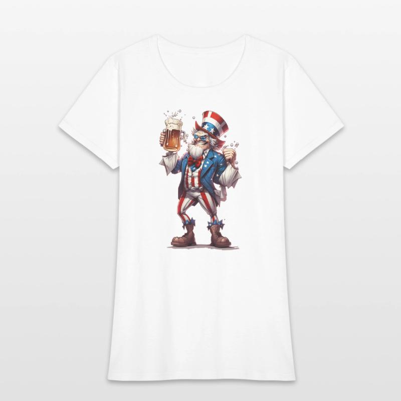 Uncle Sam Drinking Beer 4th of July American Flag