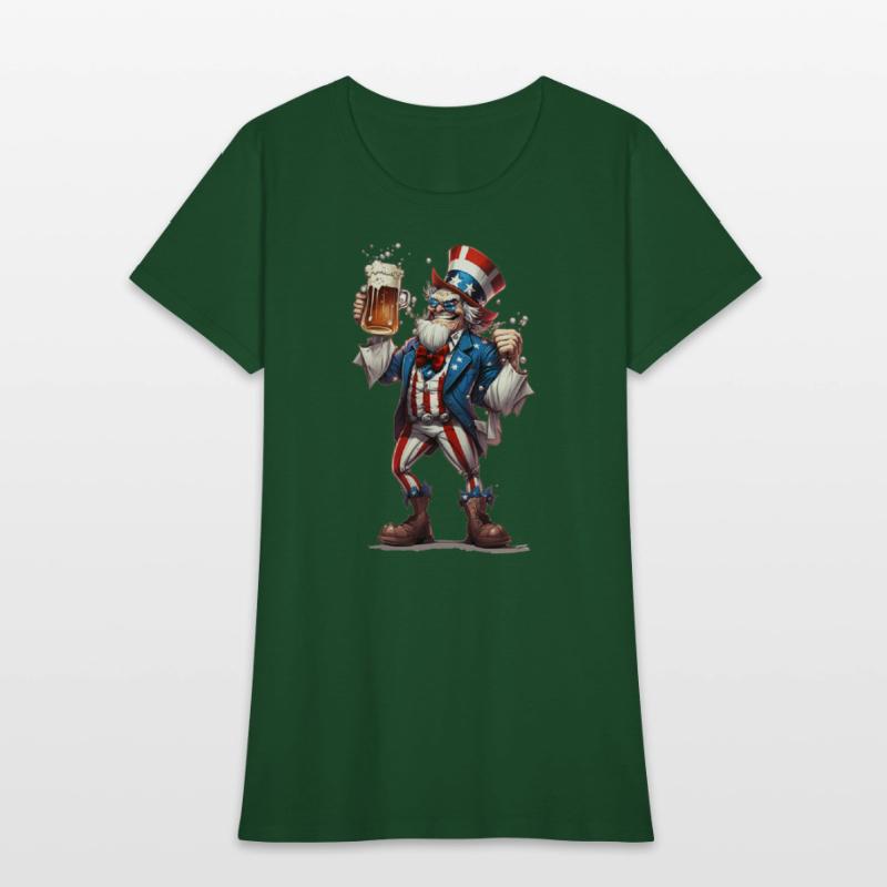 Uncle Sam Drinking Beer 4th of July American Flag