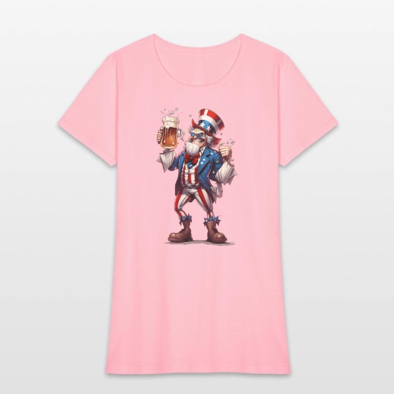 Uncle Sam Drinking Beer 4th of July American Flag