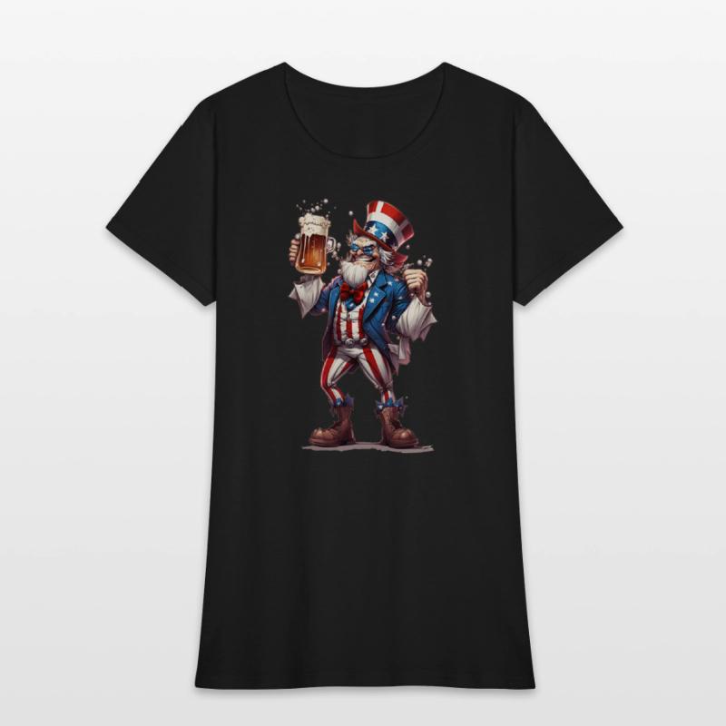 Uncle Sam Drinking Beer 4th of July American Flag