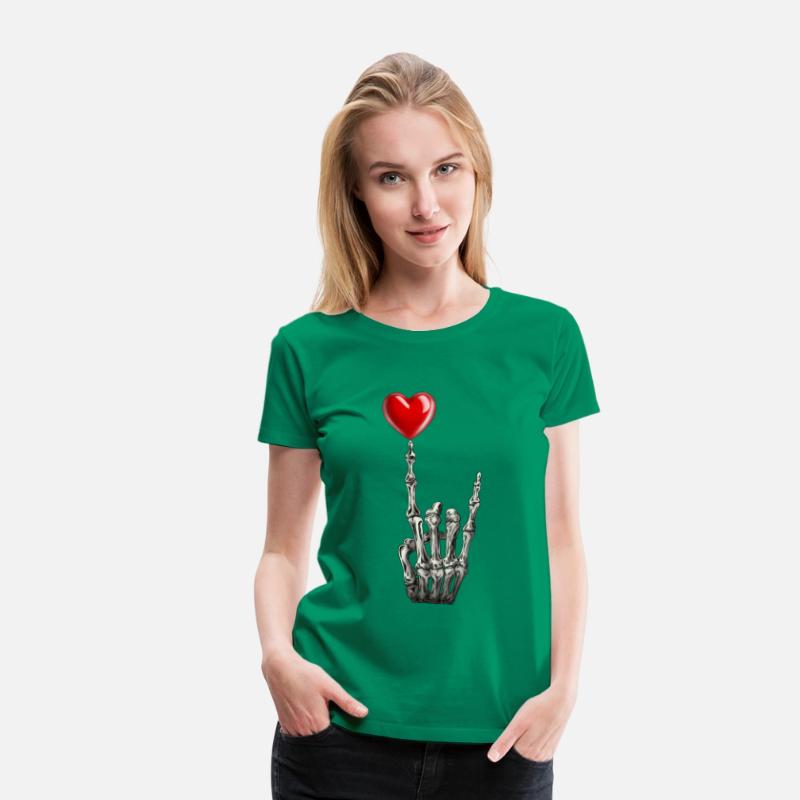 Valentines Rock Star Skeleton Hand Sign Heart