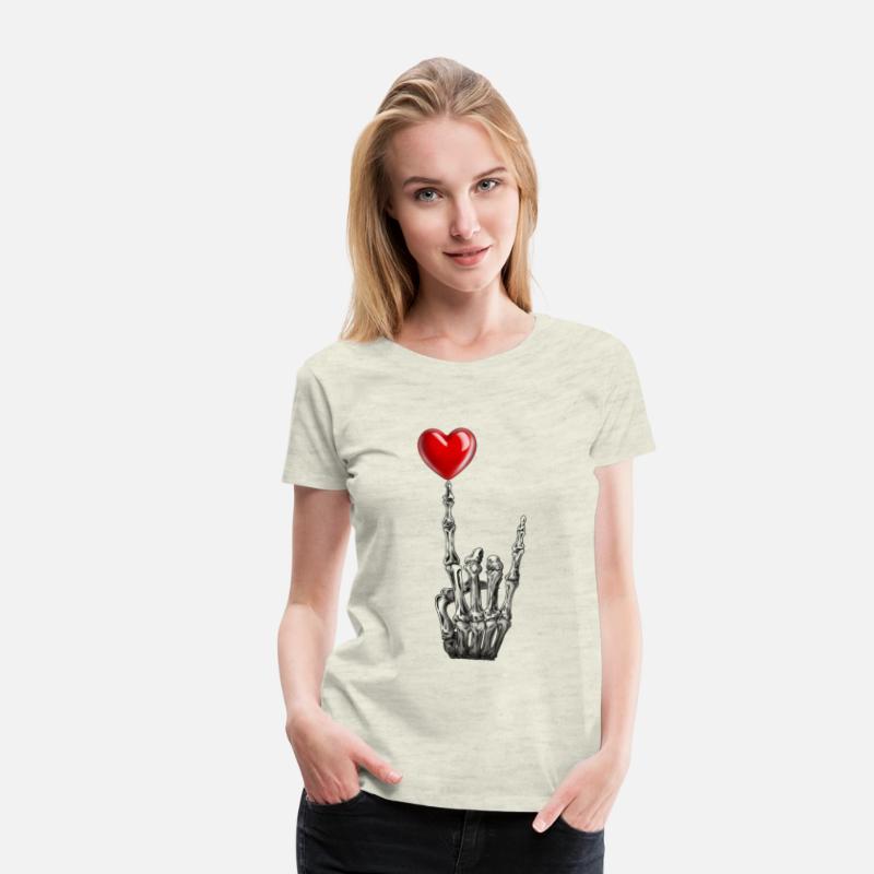 Valentines Rock Star Skeleton Hand Sign Heart