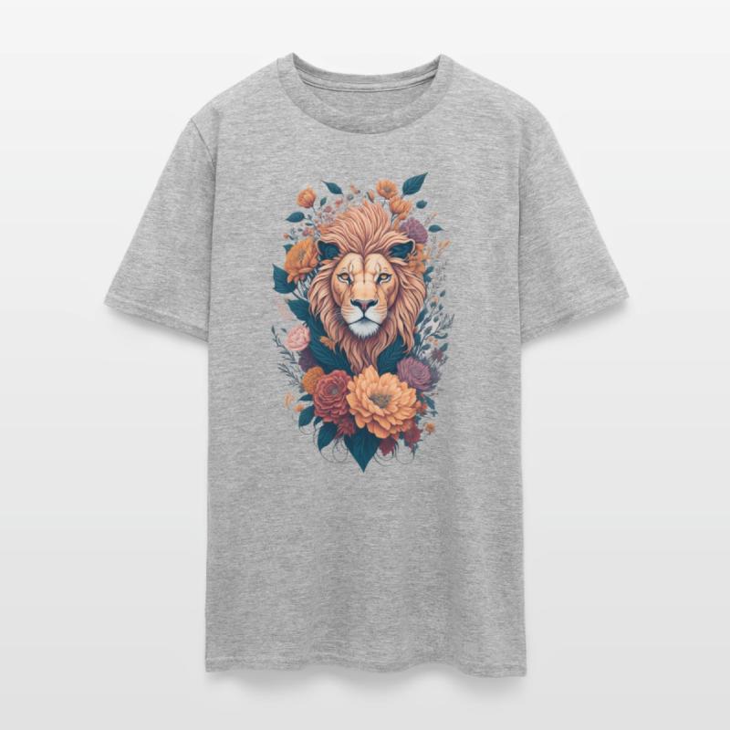 Vintage Lion Head and Flower Splash T-Shirt