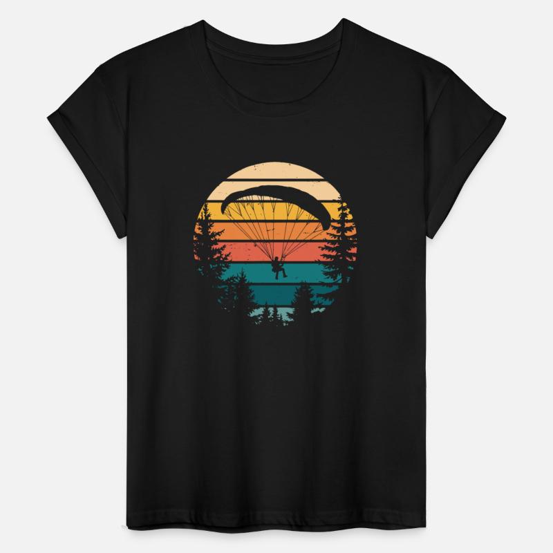 Vintage Paragliding Scenic Sunset Over Forest