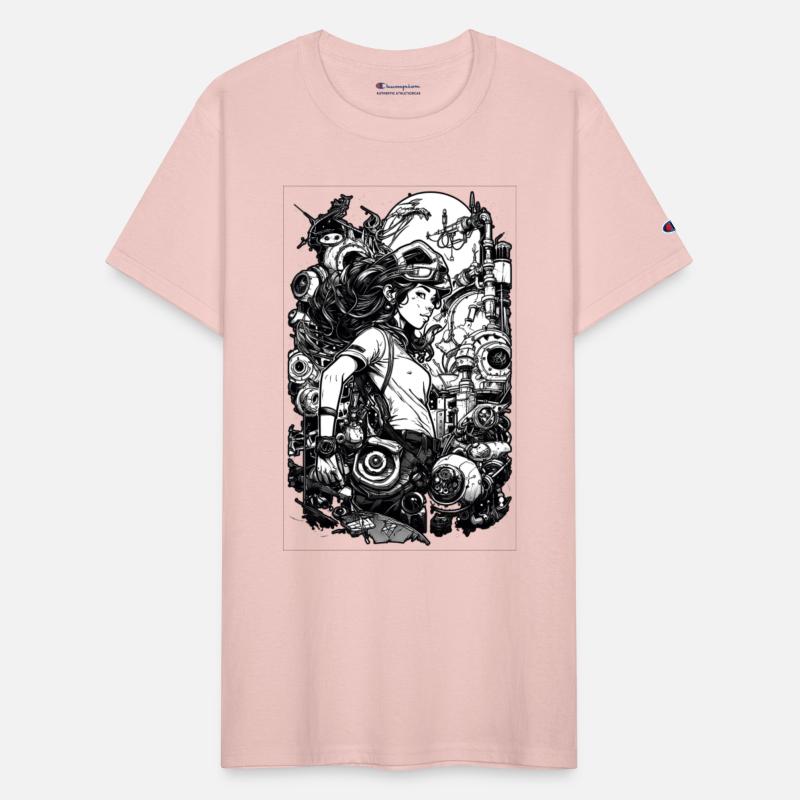 War, girl and battleship sci fi digital art,