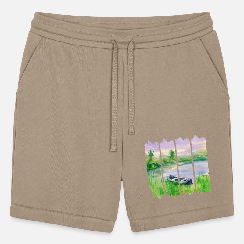 Watercolor lake in forest