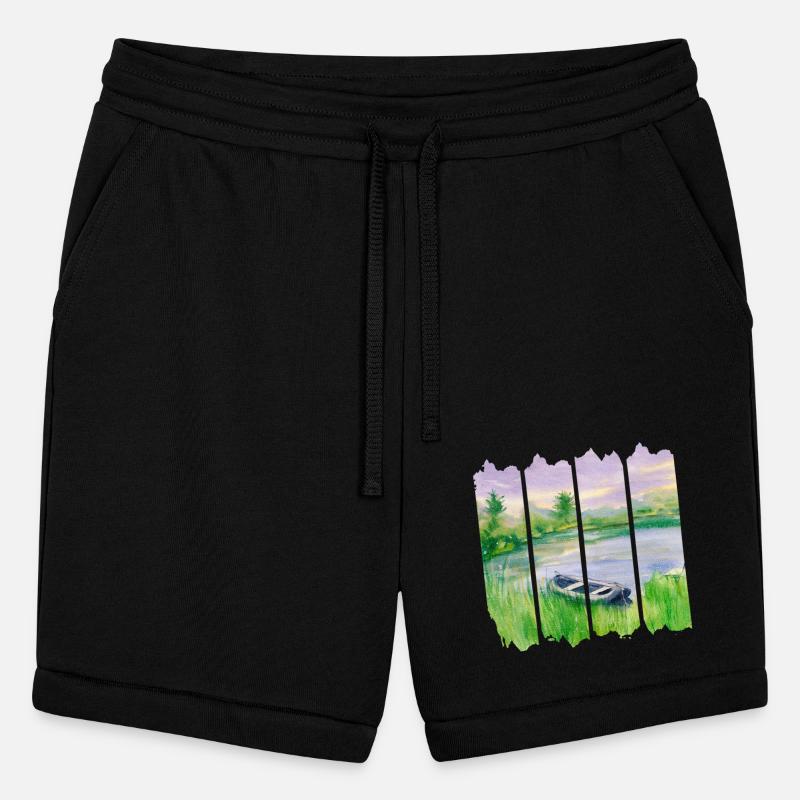 Watercolor lake in forest