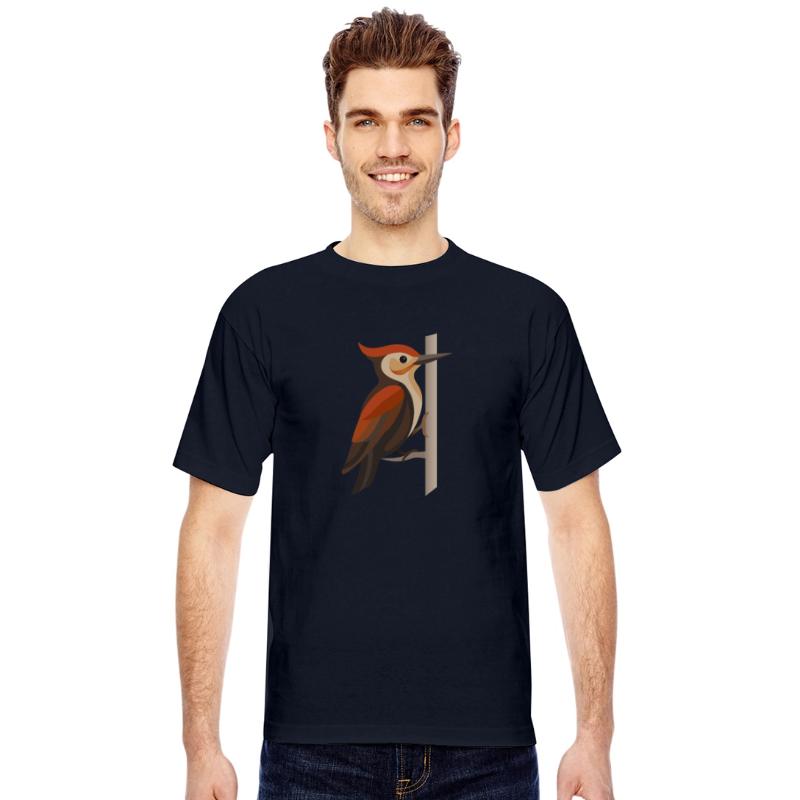 Woodpecker on a Tree Trunk – Stylized Bird Motif