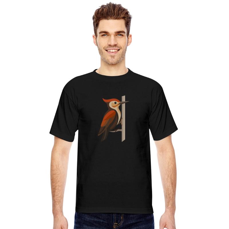 Woodpecker on a Tree Trunk – Stylized Bird Motif