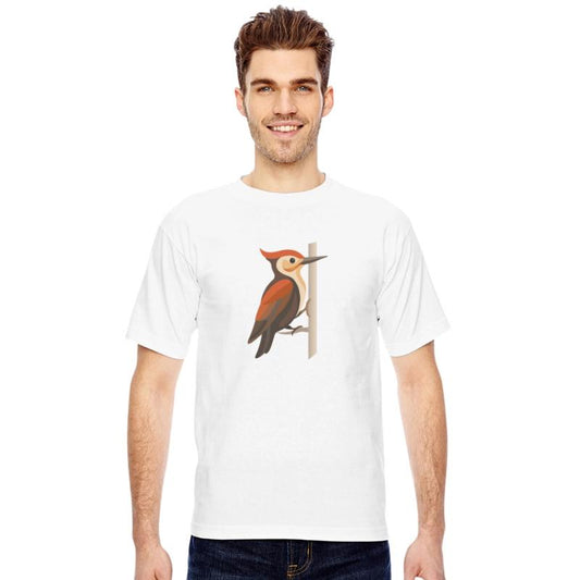 Woodpecker on a Tree Trunk – Stylized Bird Motif